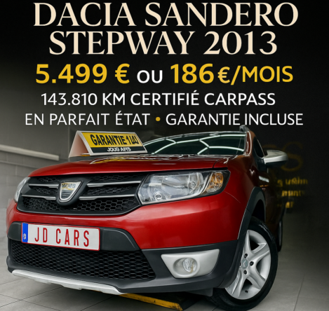 DACIA SANDERO STEPWAY 0.9 ESSENCE GARANTIE 1 AN CTOK 5499€ TTC