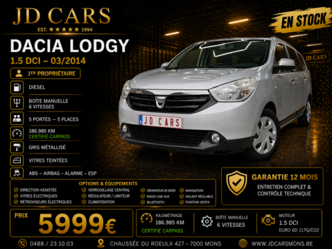 DACIA LODGY 1.5 DCI GARANTIE 1 AN CTOK 5999€