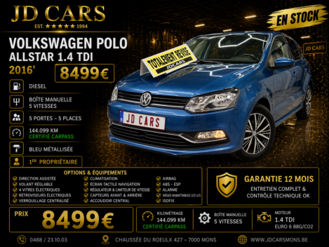 VOLKSWAGEN POLO 1.4 TDI ALLSTAR GARANTIE 1 AN CTOK 8499€